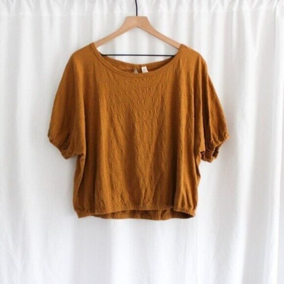 NWOT Anthropologie Daily Practice Yellow Orange Textured Blouse - Medium - Picture 1 of 6